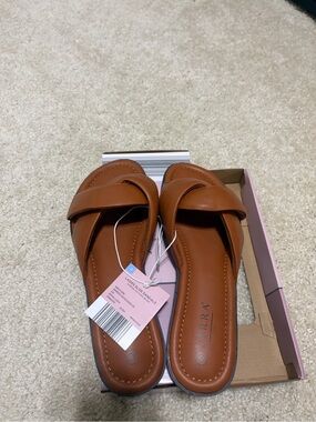 Serra Tan Crossover Slide Sandals